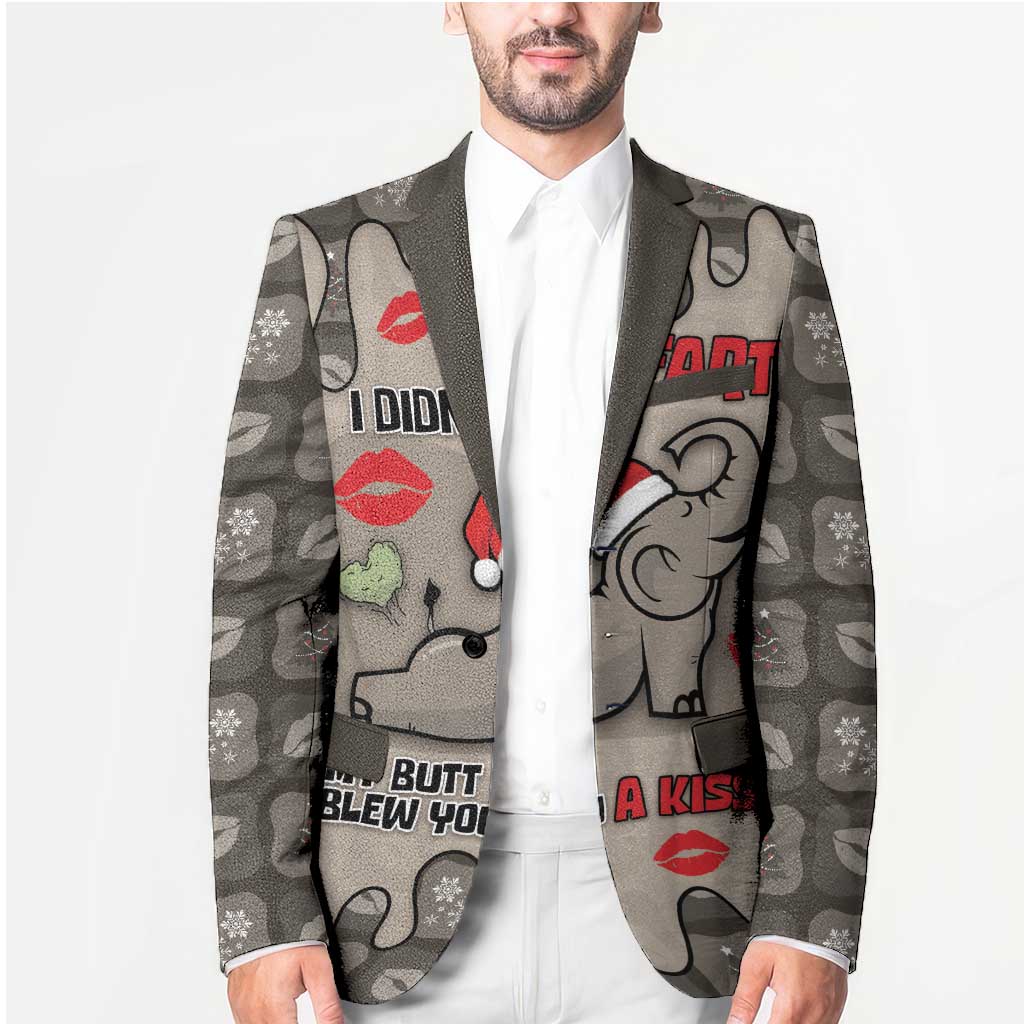 Elephant Christmas Blazer I Did Not Fart My Butt Blew You A Kiss - Wonder Print Shop