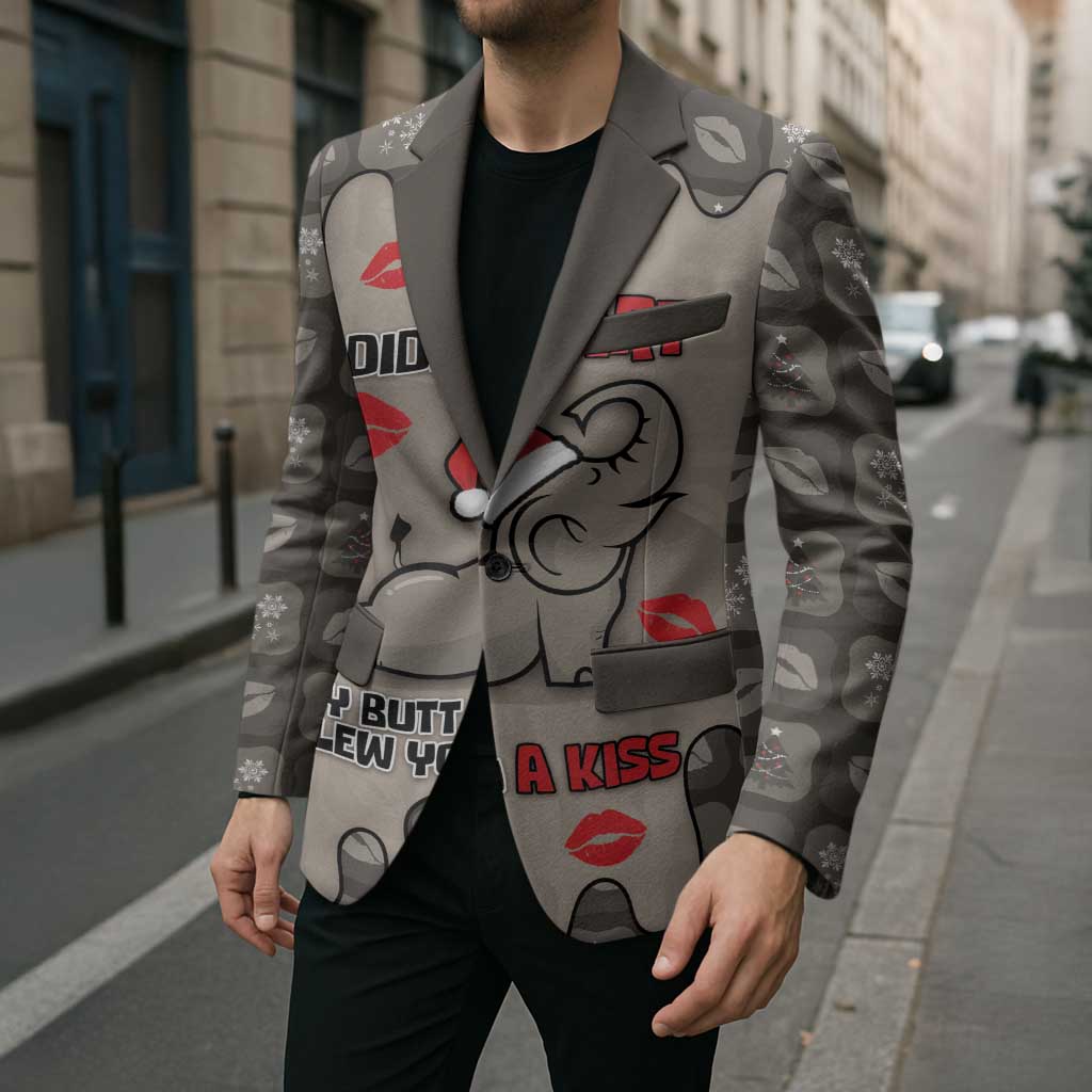 Elephant Christmas Blazer I Did Not Fart My Butt Blew You A Kiss - Wonder Print Shop