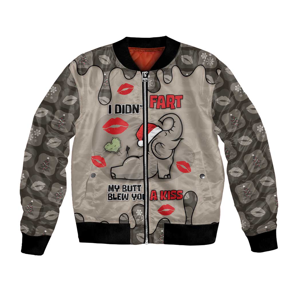 Elephant Christmas Bomber Jacket I Did Not Fart My Butt Blew You A Kiss - Wonder Print Shop