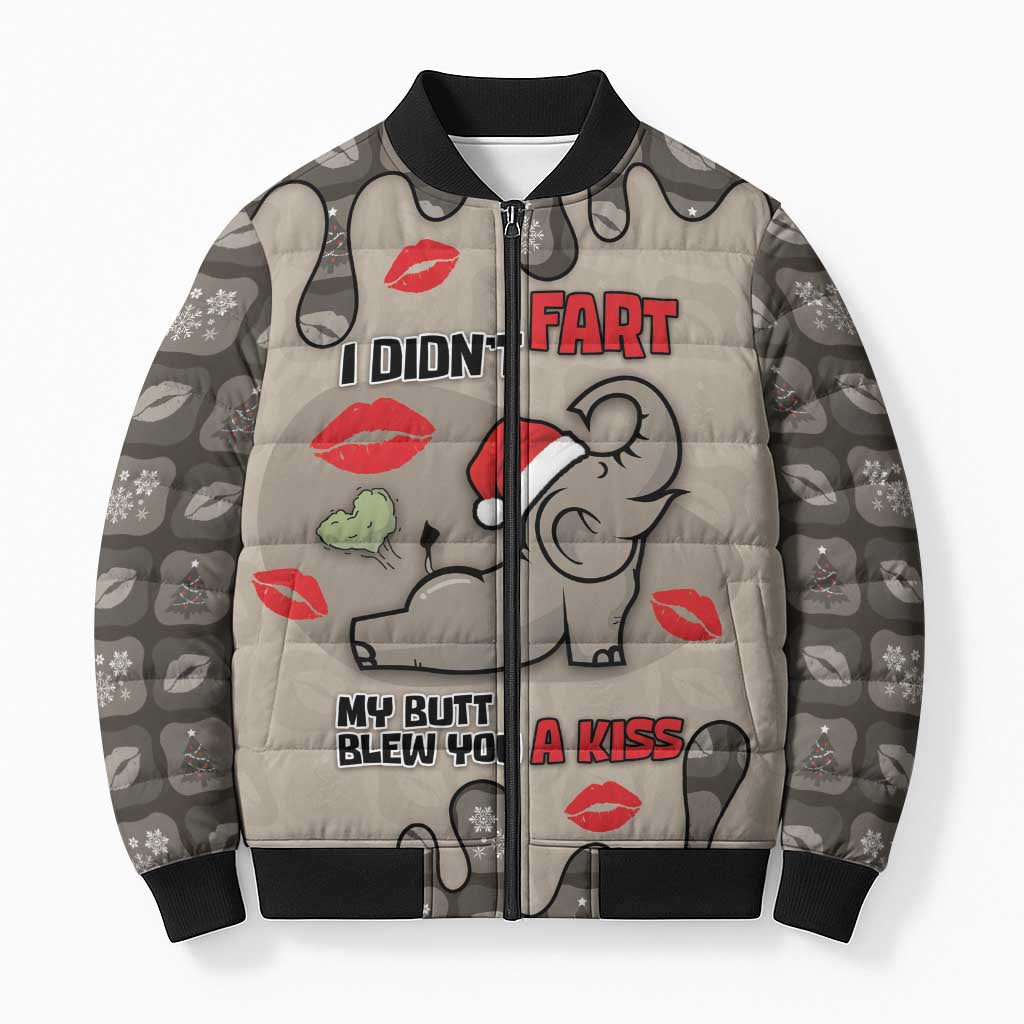 Elephant Christmas Bomber Puffer Jacket I Did Not Fart My Butt Blew You A Kiss - Wonder Print Shop