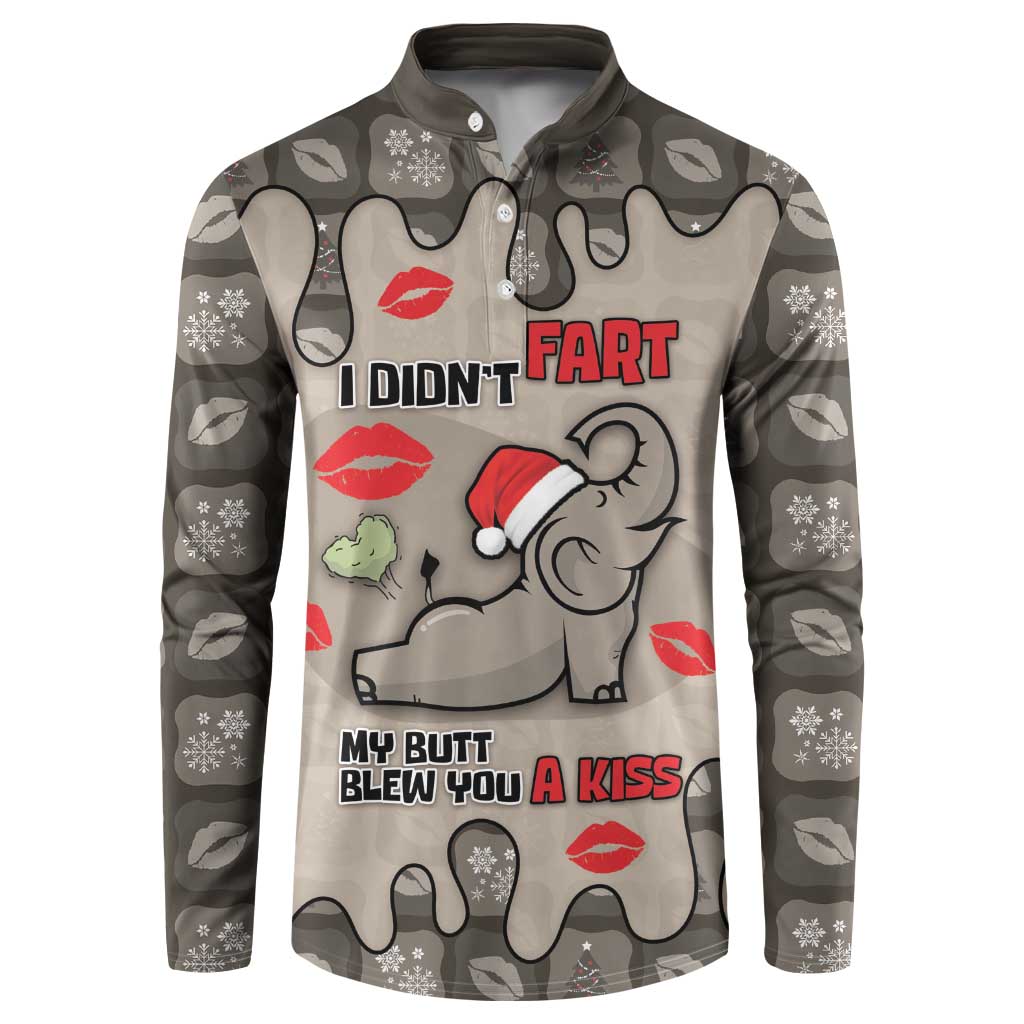 Elephant Christmas Button Sweatshirt I Did Not Fart My Butt Blew You A Kiss - Wonder Print Shop