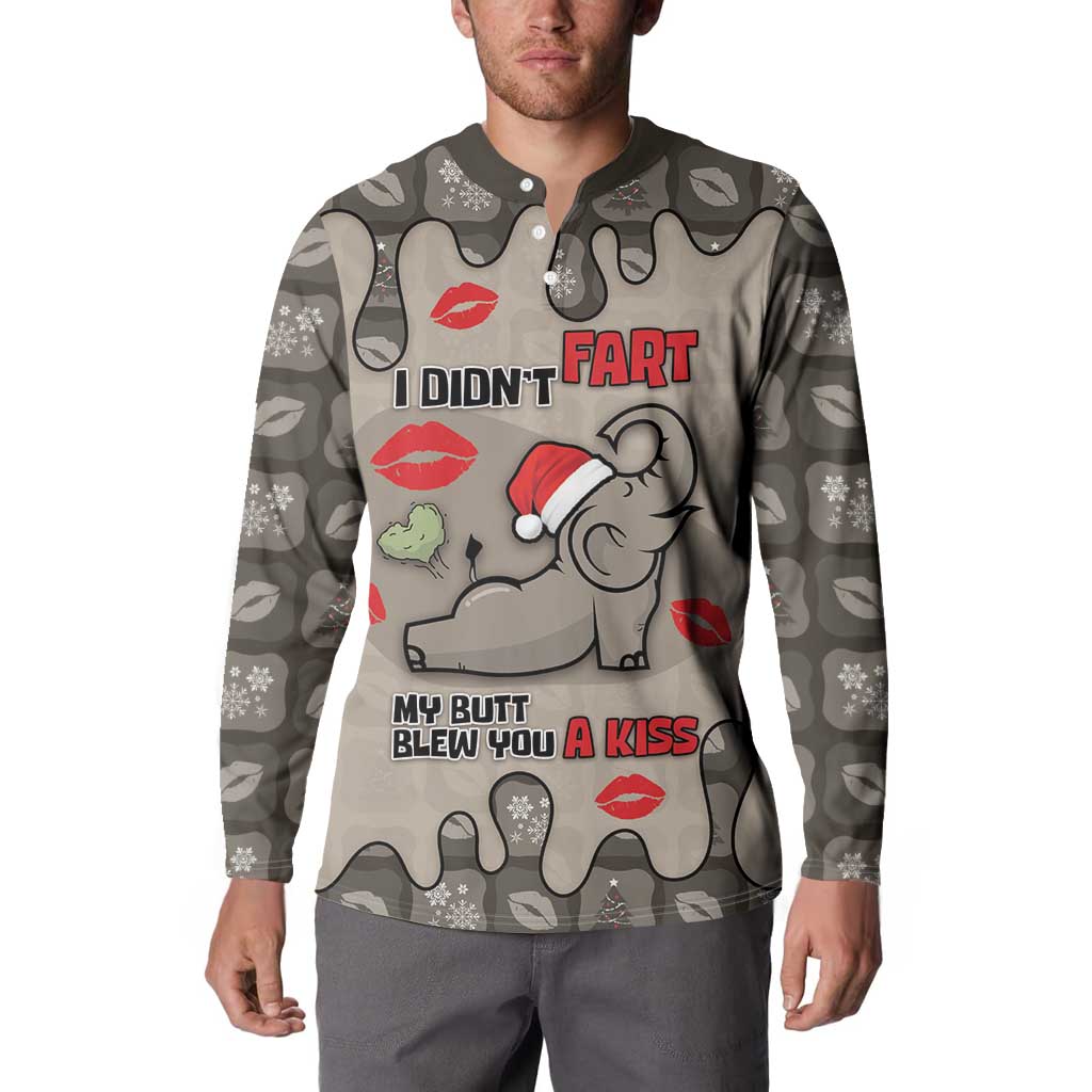 Elephant Christmas Button Sweatshirt I Did Not Fart My Butt Blew You A Kiss - Wonder Print Shop
