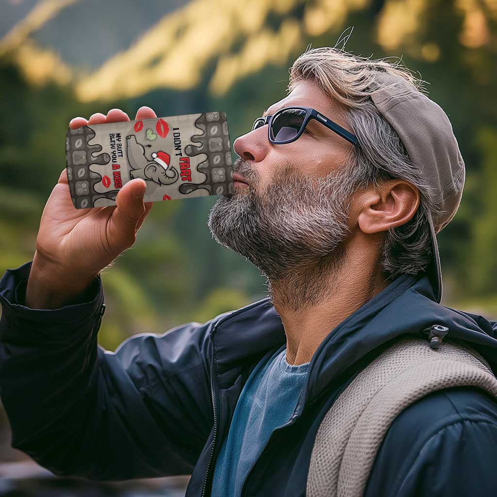 Elephant Christmas 4 in 1 Can Cooler Tumbler I Did Not Fart My Butt Blew You A Kiss - Wonder Print Shop