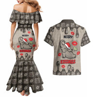 Elephant Christmas Couples Matching Mermaid Dress and Hawaiian Shirt I Did Not Fart My Butt Blew You A Kiss - Wonder Print Shop