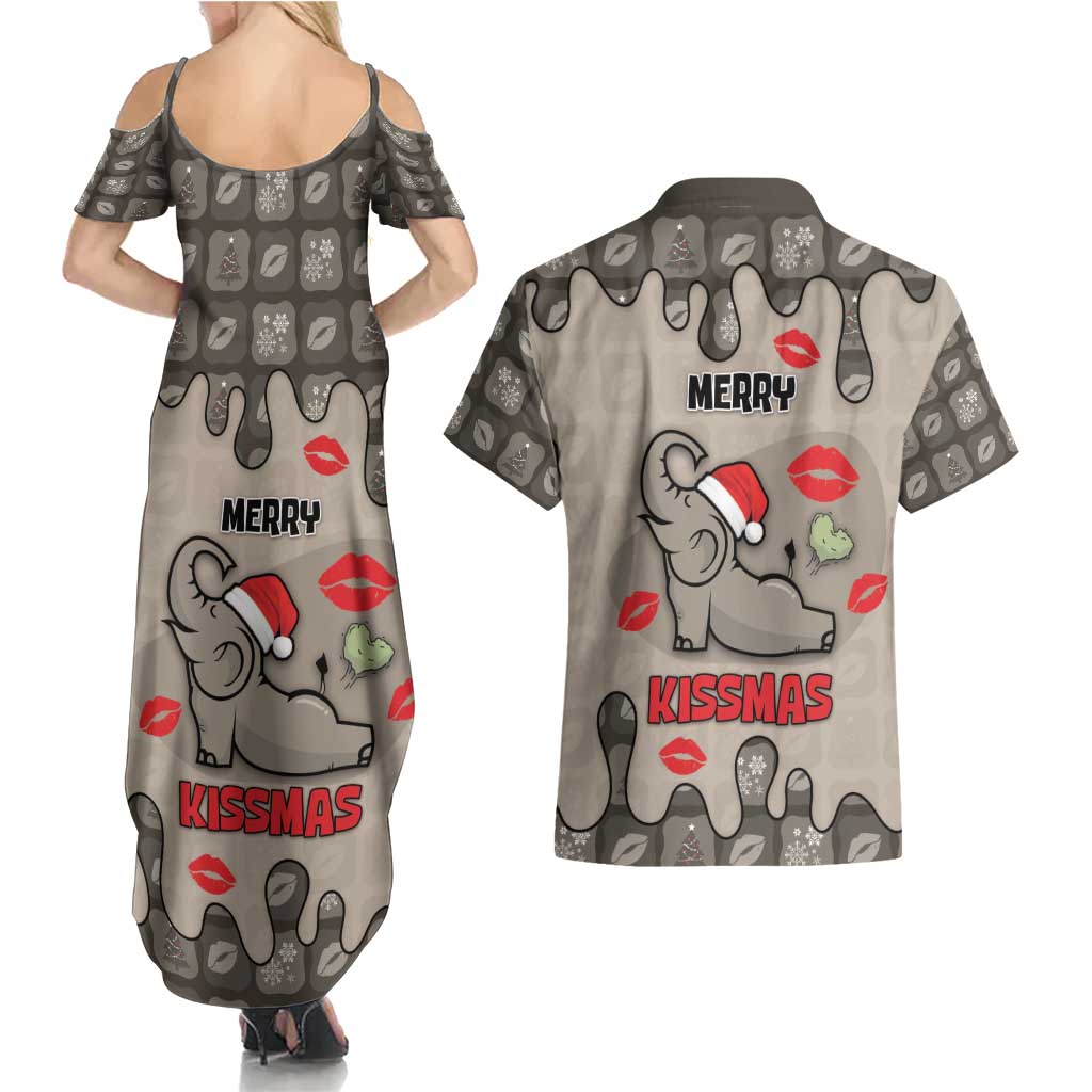 Elephant Christmas Couples Matching Summer Maxi Dress and Hawaiian Shirt I Did Not Fart My Butt Blew You A Kiss - Wonder Print Shop