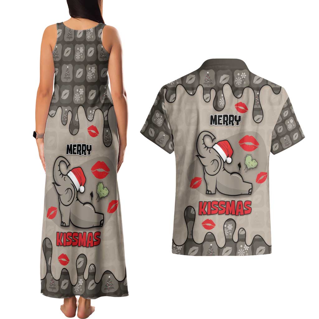 Elephant Christmas Couples Matching Tank Maxi Dress and Hawaiian Shirt I Did Not Fart My Butt Blew You A Kiss - Wonder Print Shop