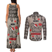 Elephant Christmas Couples Matching Tank Maxi Dress and Long Sleeve Button Shirt I Did Not Fart My Butt Blew You A Kiss - Wonder Print Shop