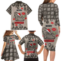Elephant Christmas Family Matching Long Sleeve Bodycon Dress and Hawaiian Shirt I Did Not Fart My Butt Blew You A Kiss - Wonder Print Shop