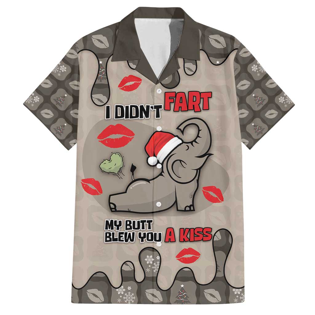 Elephant Christmas Family Matching Long Sleeve Bodycon Dress and Hawaiian Shirt I Did Not Fart My Butt Blew You A Kiss - Wonder Print Shop