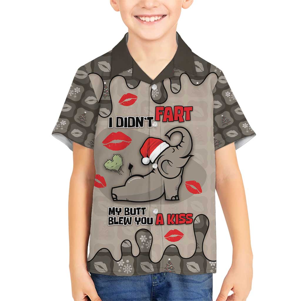 Elephant Christmas Family Matching Long Sleeve Bodycon Dress and Hawaiian Shirt I Did Not Fart My Butt Blew You A Kiss - Wonder Print Shop