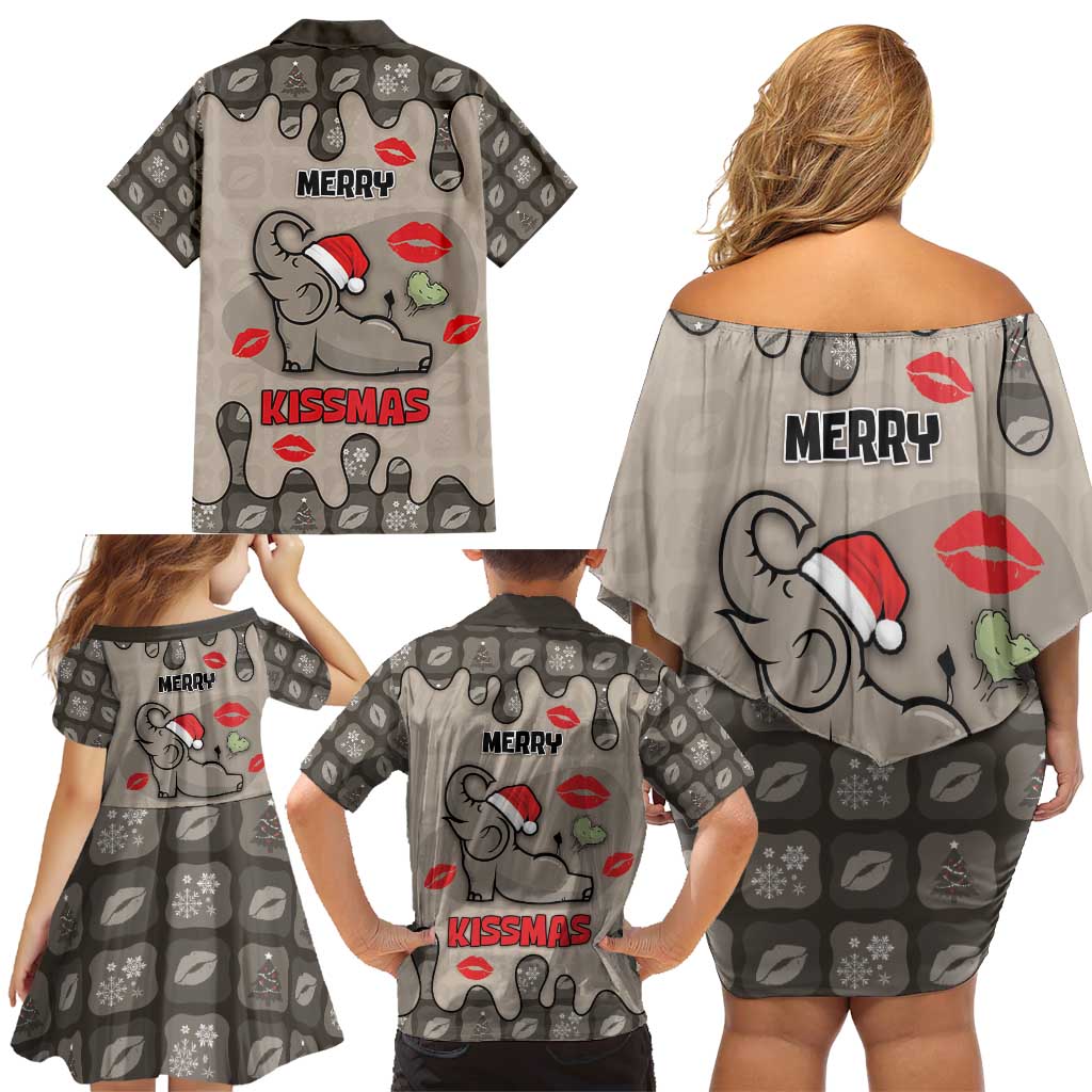 Elephant Christmas Family Matching Off Shoulder Short Dress and Hawaiian Shirt I Did Not Fart My Butt Blew You A Kiss - Wonder Print Shop