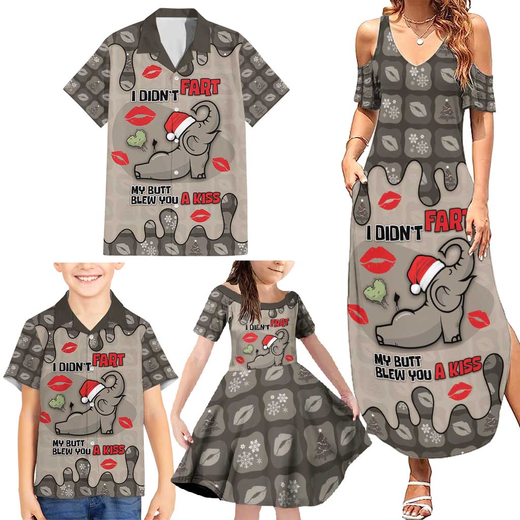 Elephant Christmas Family Matching Summer Maxi Dress and Hawaiian Shirt I Did Not Fart My Butt Blew You A Kiss - Wonder Print Shop