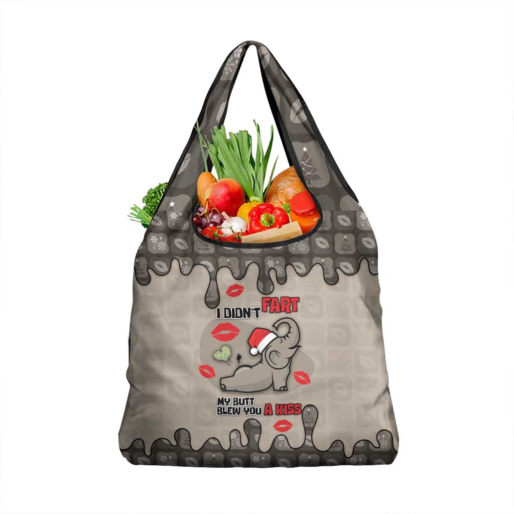 Elephant Christmas Grocery Bag I Did Not Fart My Butt Blew You A Kiss - Wonder Print Shop