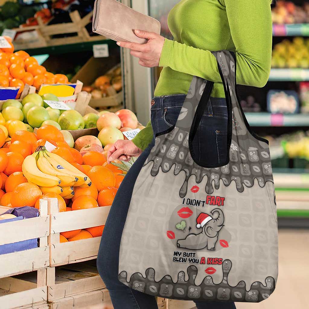 Elephant Christmas Grocery Bag I Did Not Fart My Butt Blew You A Kiss - Wonder Print Shop