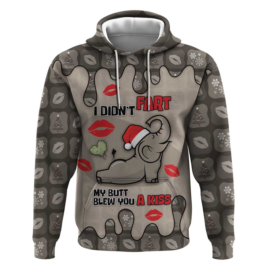 Elephant Christmas Hoodie I Did Not Fart My Butt Blew You A Kiss - Wonder Print Shop