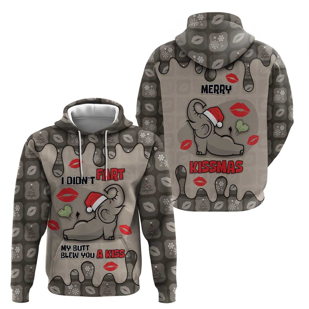 Elephant Christmas Hoodie I Did Not Fart My Butt Blew You A Kiss - Wonder Print Shop