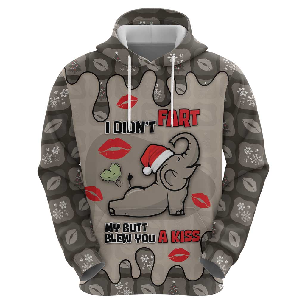 Elephant Christmas Hoodie I Did Not Fart My Butt Blew You A Kiss - Wonder Print Shop