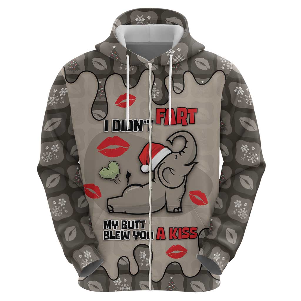 Elephant Christmas Hoodie I Did Not Fart My Butt Blew You A Kiss - Wonder Print Shop