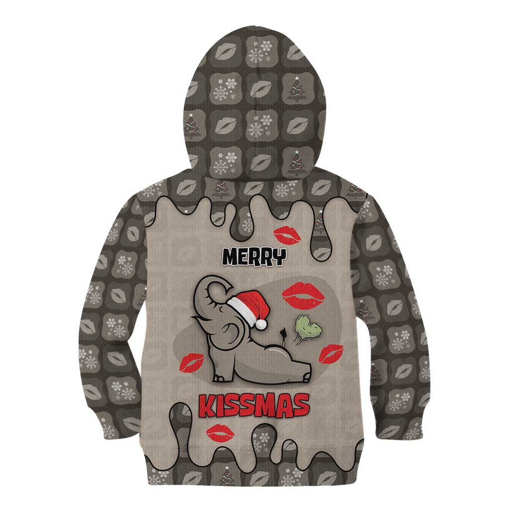 Elephant Christmas Kid Hoodie I Did Not Fart My Butt Blew You A Kiss - Wonder Print Shop