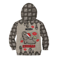 Elephant Christmas Kid Hoodie I Did Not Fart My Butt Blew You A Kiss - Wonder Print Shop