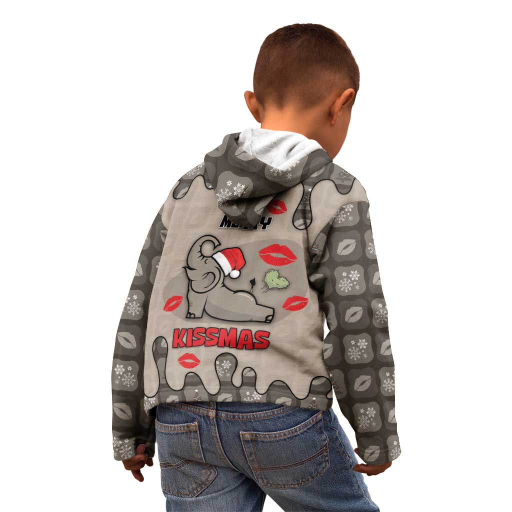Elephant Christmas Kid Hoodie I Did Not Fart My Butt Blew You A Kiss - Wonder Print Shop