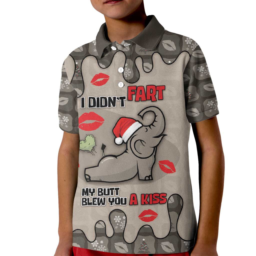 Elephant Christmas Kid Polo Shirt I Did Not Fart My Butt Blew You A Kiss - Wonder Print Shop