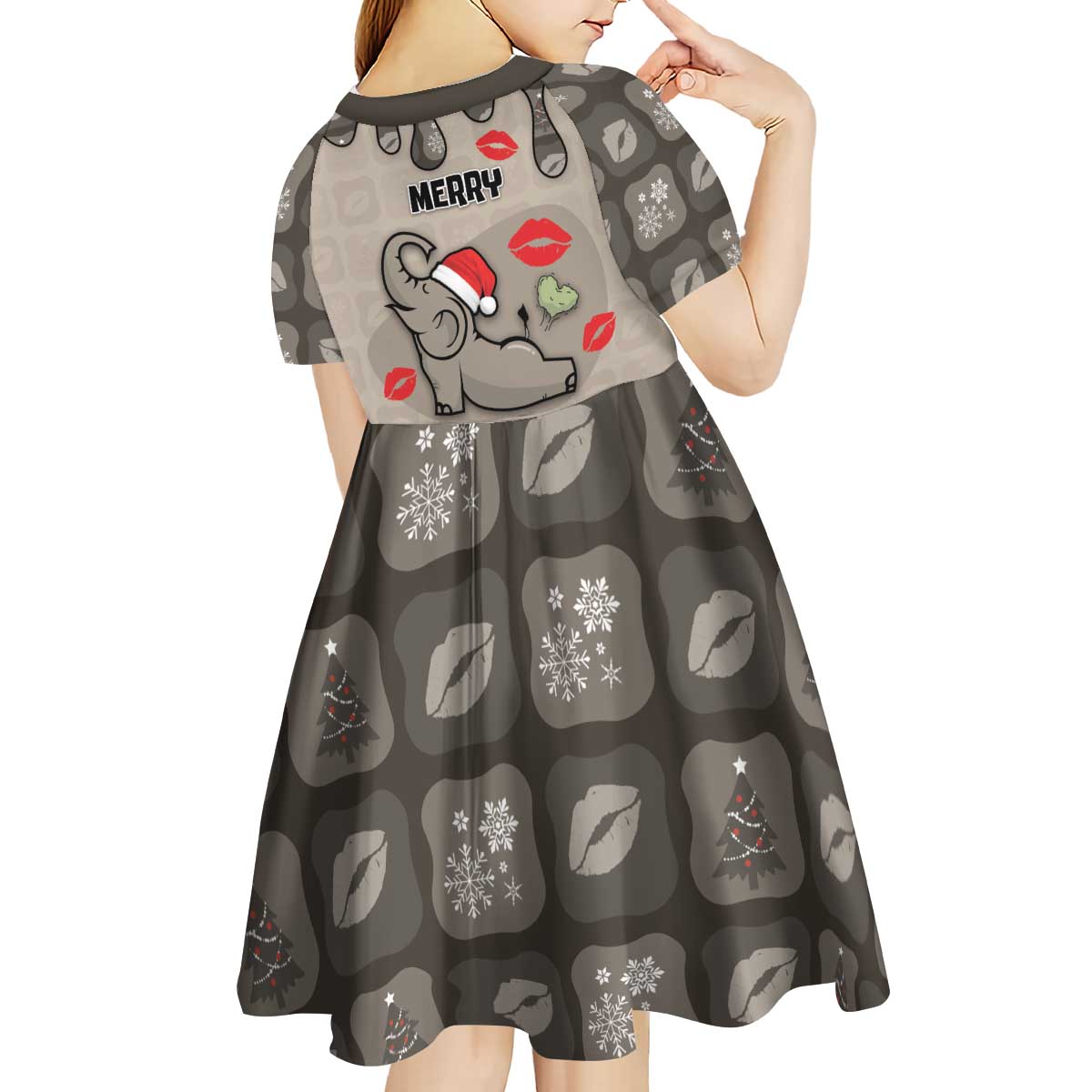 Elephant Christmas Kid Short Sleeve Dress I Did Not Fart My Butt Blew You A Kiss - Wonder Print Shop
