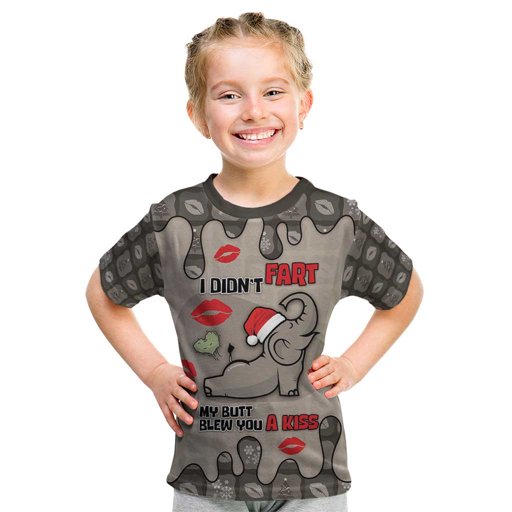 Elephant Christmas Kid T Shirt I Did Not Fart My Butt Blew You A Kiss - Wonder Print Shop