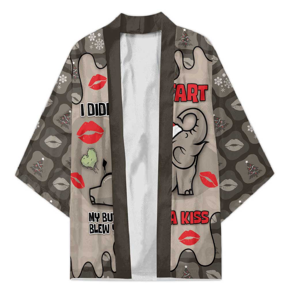 Elephant Christmas Kimono I Did Not Fart My Butt Blew You A Kiss - Wonder Print Shop