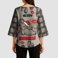 Elephant Christmas Kimono Sleeve Blouse I Did Not Fart My Butt Blew You A Kiss - Wonder Print Shop