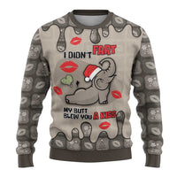 Elephant Christmas Ugly Christmas Sweater I Did Not Fart My Butt Blew You A Kiss - Wonder Print Shop