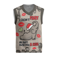 Elephant Christmas Knitted V-Neck Vest I Did Not Fart My Butt Blew You A Kiss - Wonder Print Shop