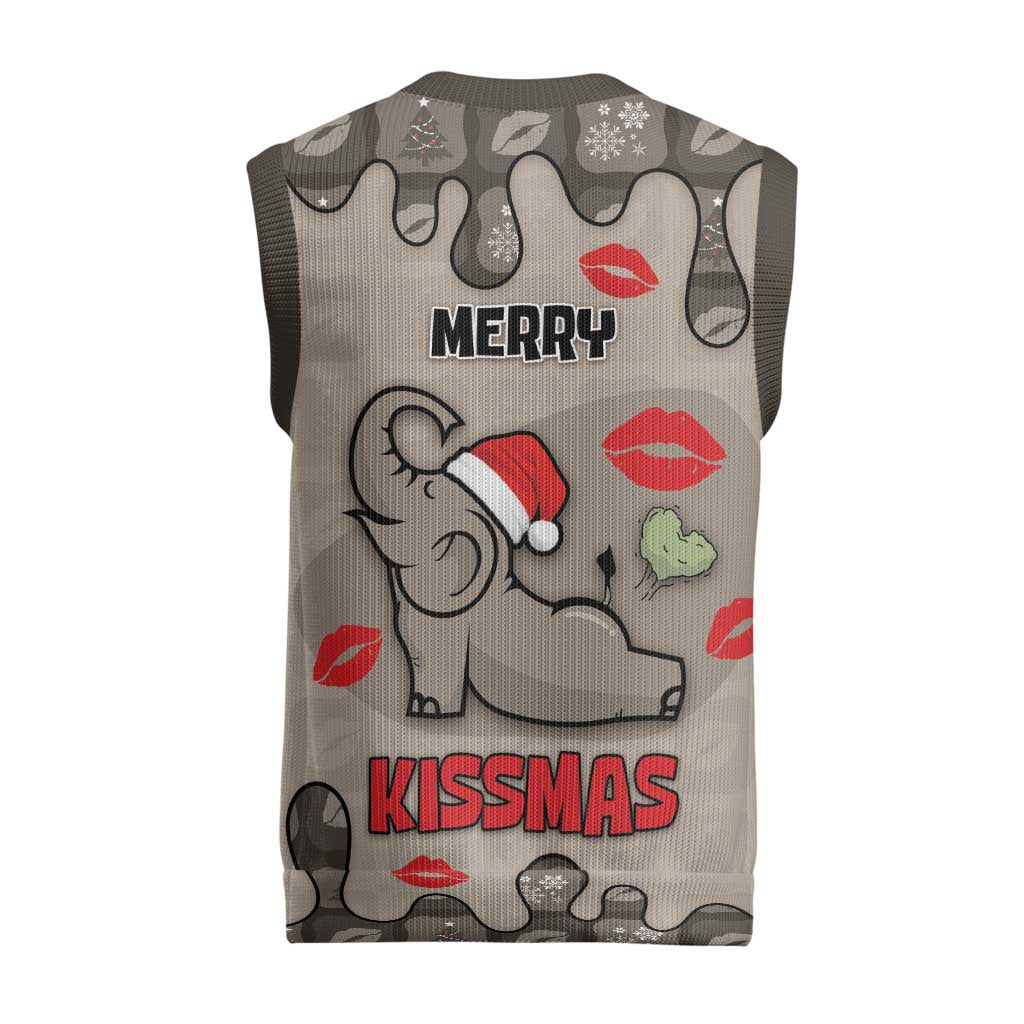 Elephant Christmas Knitted V-Neck Vest I Did Not Fart My Butt Blew You A Kiss - Wonder Print Shop