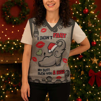 Elephant Christmas Knitted V-Neck Vest I Did Not Fart My Butt Blew You A Kiss - Wonder Print Shop