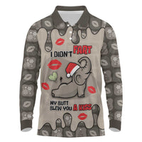 Elephant Christmas Long Sleeve Polo Shirt I Did Not Fart My Butt Blew You A Kiss - Wonder Print Shop
