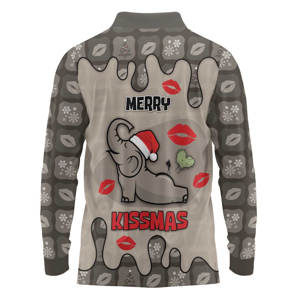 Elephant Christmas Long Sleeve Polo Shirt I Did Not Fart My Butt Blew You A Kiss - Wonder Print Shop