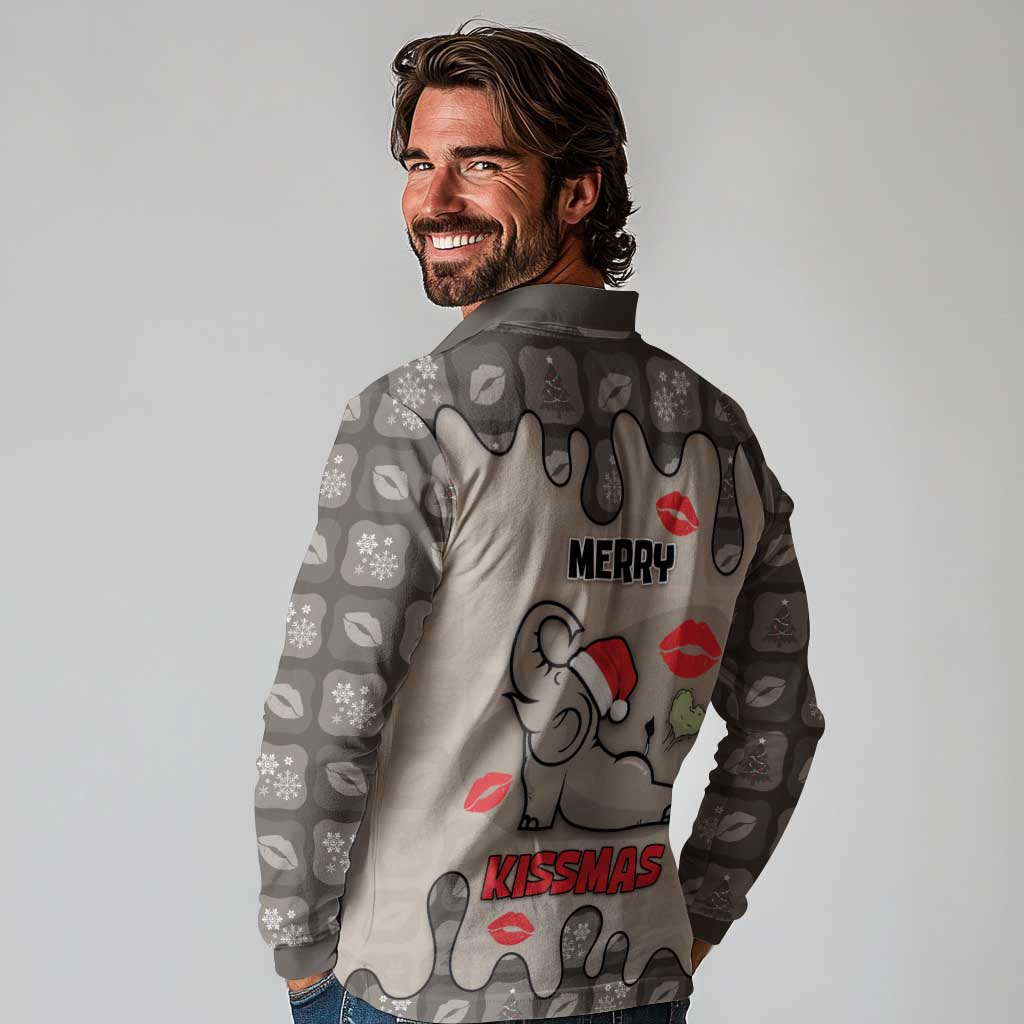 Elephant Christmas Long Sleeve Polo Shirt I Did Not Fart My Butt Blew You A Kiss - Wonder Print Shop