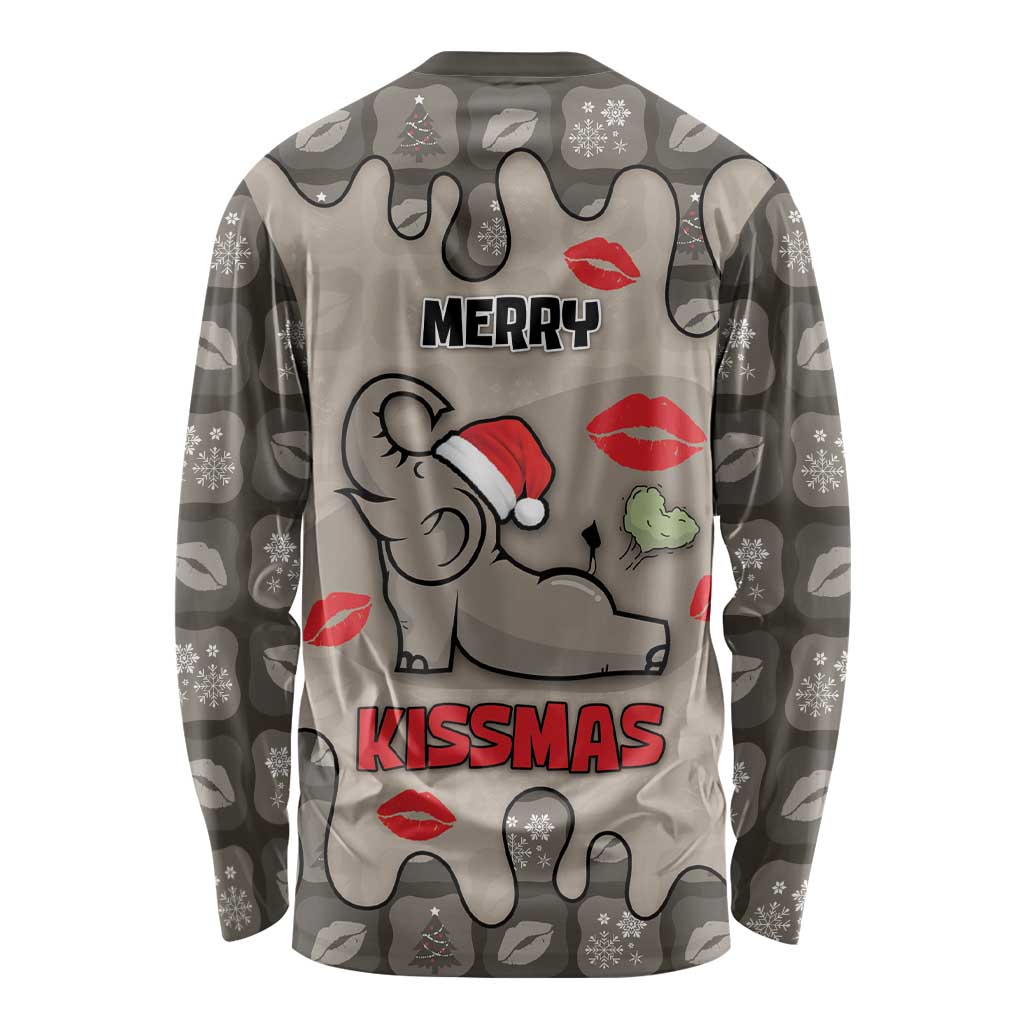 Elephant Christmas Long Sleeve Shirt I Did Not Fart My Butt Blew You A Kiss - Wonder Print Shop