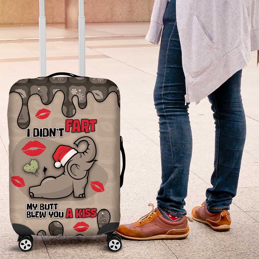 Elephant Christmas Luggage Cover I Did Not Fart My Butt Blew You A Kiss - Wonder Print Shop