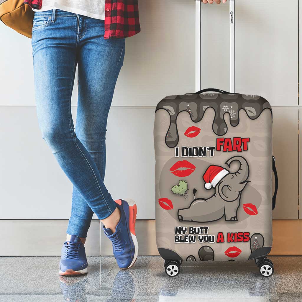 Elephant Christmas Luggage Cover I Did Not Fart My Butt Blew You A Kiss - Wonder Print Shop