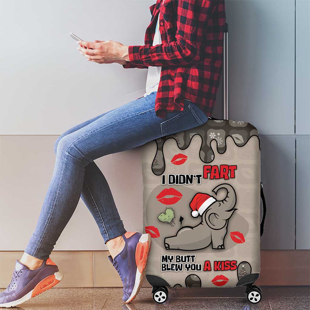 Elephant Christmas Luggage Cover I Did Not Fart My Butt Blew You A Kiss - Wonder Print Shop