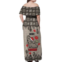 Elephant Christmas Off Shoulder Maxi Dress I Did Not Fart My Butt Blew You A Kiss - Wonder Print Shop