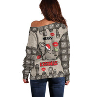 Elephant Christmas Off Shoulder Sweater I Did Not Fart My Butt Blew You A Kiss - Wonder Print Shop