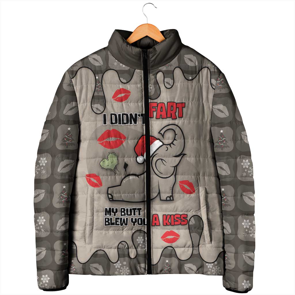 Elephant Christmas Padded Jacket I Did Not Fart My Butt Blew You A Kiss - Wonder Print Shop