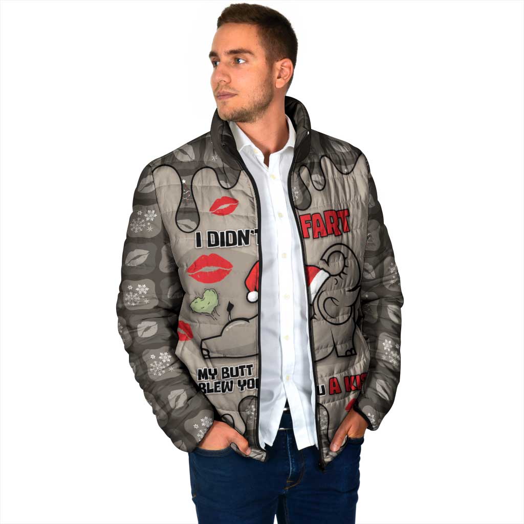 Elephant Christmas Padded Jacket I Did Not Fart My Butt Blew You A Kiss - Wonder Print Shop