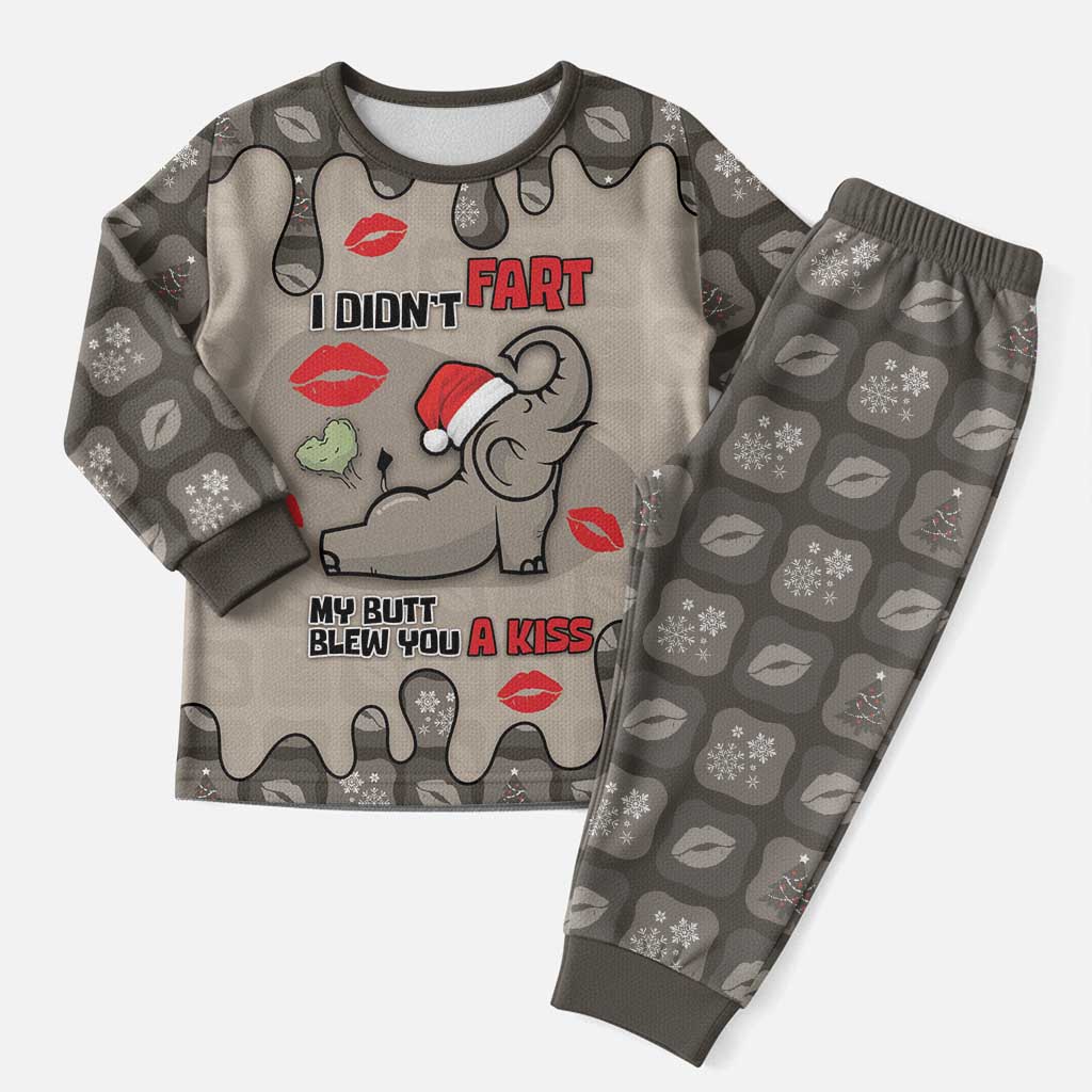 Elephant Christmas Pajama Set I Did Not Fart My Butt Blew You A Kiss - Wonder Print Shop