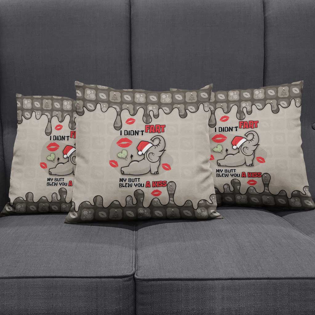 Elephant Christmas Pillow Cover I Did Not Fart My Butt Blew You A Kiss - Wonder Print Shop