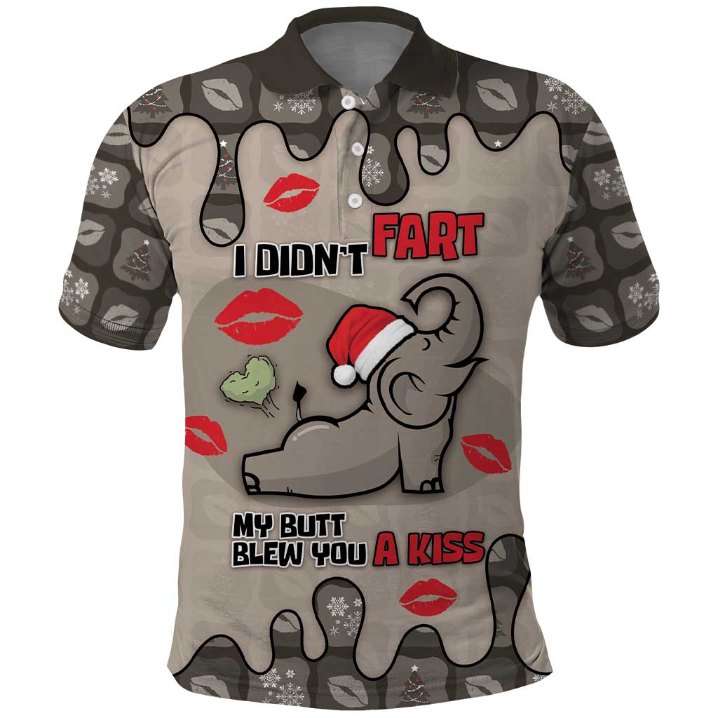 Elephant Christmas Polo Shirt I Did Not Fart My Butt Blew You A Kiss - Wonder Print Shop