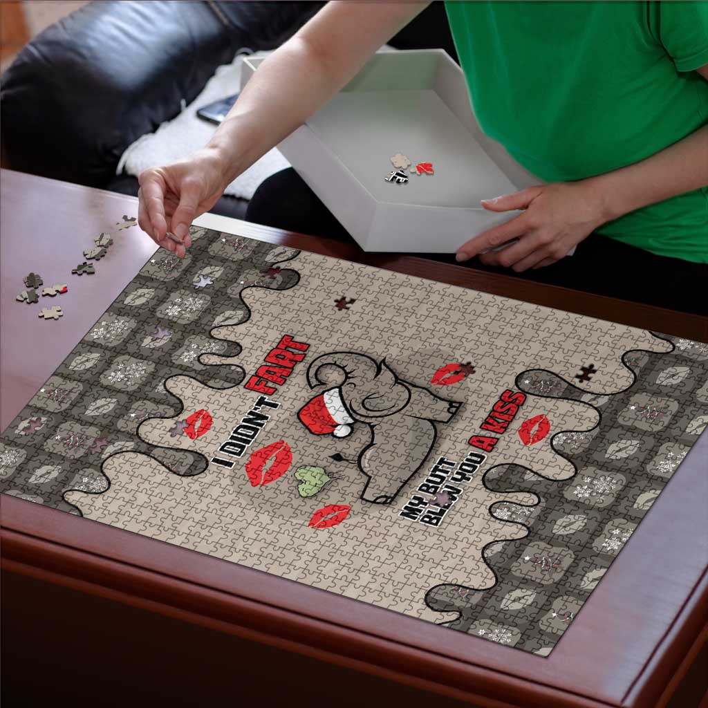 Elephant Christmas Puzzle I Did Not Fart My Butt Blew You A Kiss - Wonder Print Shop