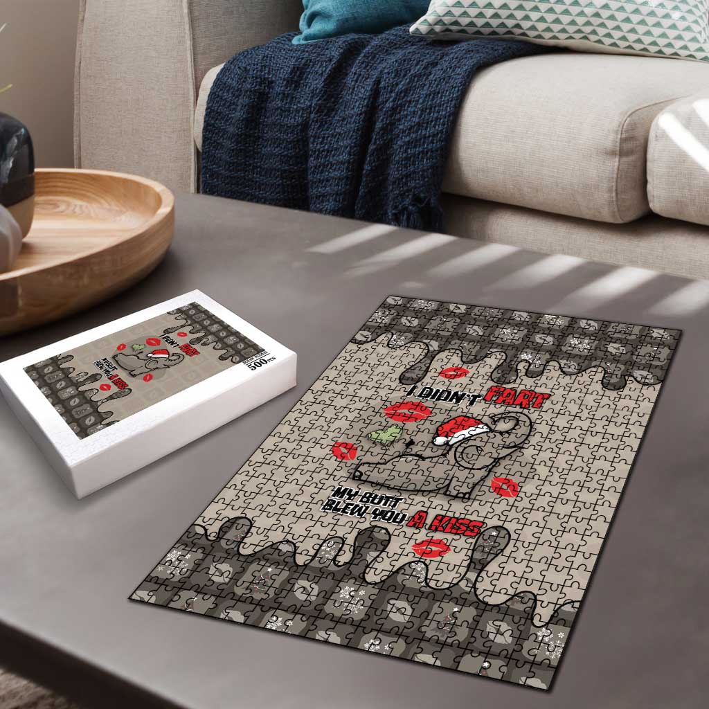 Elephant Christmas Puzzle I Did Not Fart My Butt Blew You A Kiss - Wonder Print Shop